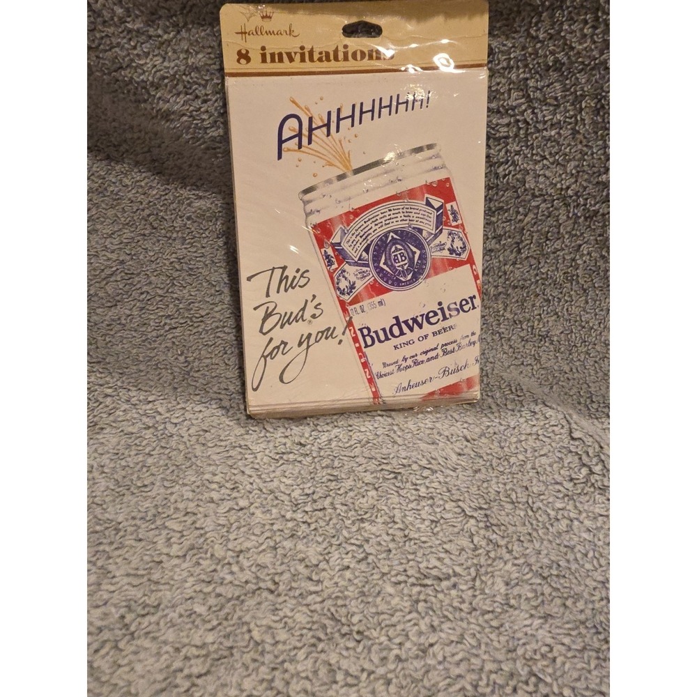 Vintage Hallmark Budweiser 8 Pack Invitations Beer‎ Party You're Invited